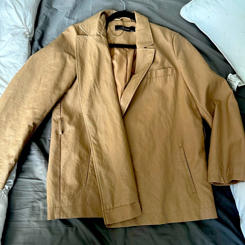 Zara Basics Layering Vegan Leather Blazer